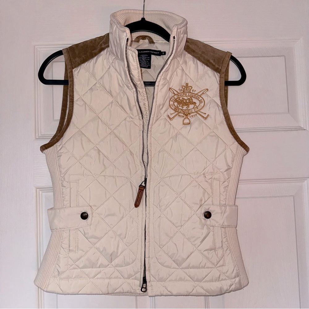 Ralph Lauren Sport Quilted Vest White Suede S